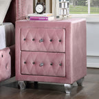 CM7130PKQ-4PC  4 pc Willa arlo interiors Zohar Barbie pink velvet fabric tufted queen bed set with nail head trim