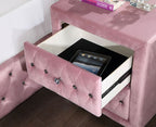 CM7130PKQ-4PC  4 pc Willa arlo interiors Zohar Barbie pink velvet fabric tufted queen bed set with nail head trim