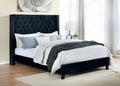 FM7141BK-Q Latitude run Ryleigh black fabric upholstered wingback design queen bed with tufted accents