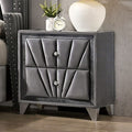 CM7164N Rosedorf park carissa gray velvet like fabric fully upholstered nightstand