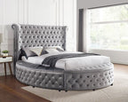 CM7178GY-Q-4PC 4 pc Red barrel studio linford delilah grey fabric upholstered art deco style design round queen bed set