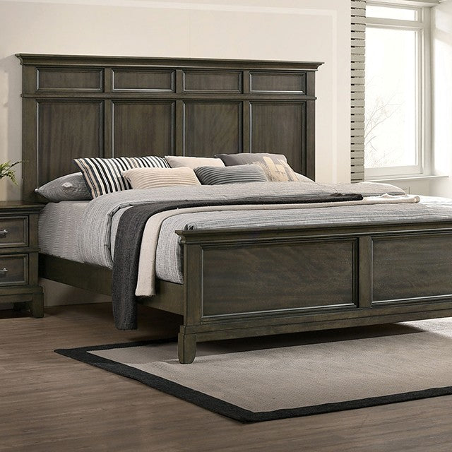 CM7221GY  Loon peak Houston warm gray finish wood queen bed with panel style headboard