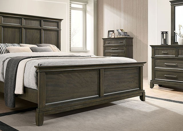 CM7221GY  Loon peak Houston warm gray finish wood queen bed with panel style headboard