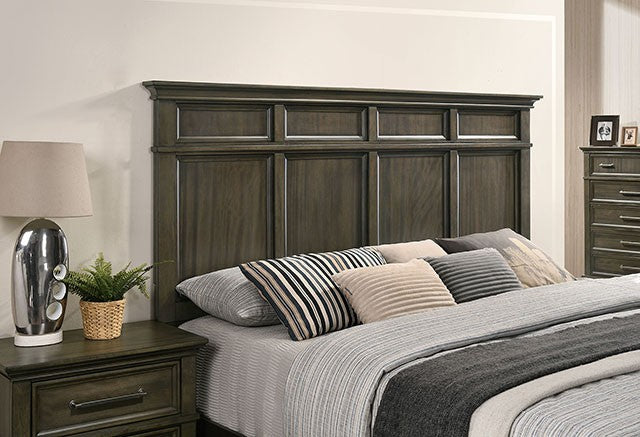 CM7221GY  Loon peak Houston warm gray finish wood queen bed with panel style headboard