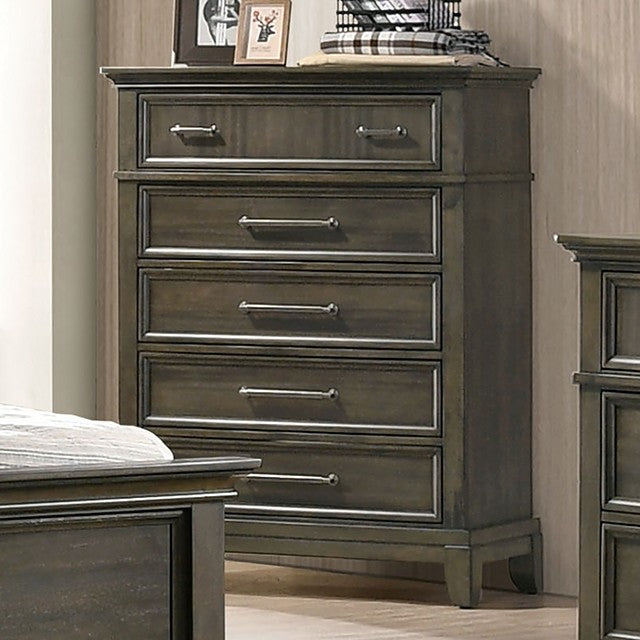 CM7221GY-C  Loon peak Houston warm gray finish wood panel style 5 drawer tall chest