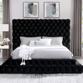 CM7227BK Rosdorf park neilsen Stefania black padded and tufted flannelette queen bed set with nail head trim