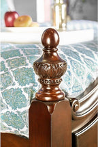 CM7260 4 pc Charlton home selborne mandura luxurious english style cherry finish wood queen bedroom set with ornamental headboard and footboard