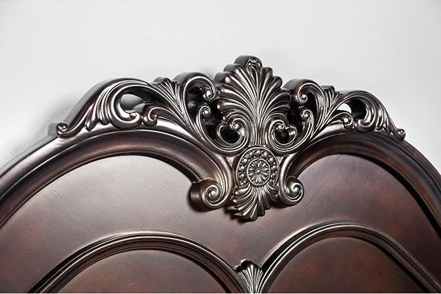 CM7260 4 pc Charlton home selborne mandura luxurious english style cherry finish wood queen bedroom set with ornamental headboard and footboard