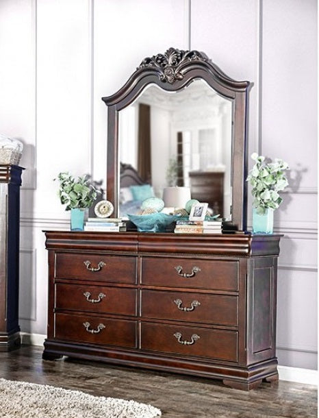 CM7260D Mandura transitional style cherry finish wood 8 drawer dresser