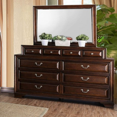 CM7302CH-4PC 4 pc Brandy brown cherry finish wood sleigh style headboard queen bedroom set under bed drawers