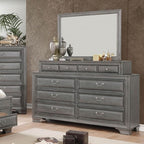 CM7302GY-4PC 4 pc Brandy grey finish wood sleigh style headboard queen bedroom set under bed drawers