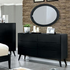 CM7386BK-4PC 4 pc Lennart mid century modern black finish wood queen bedroom set