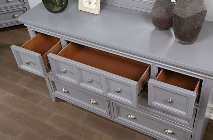 CM7413GY-D Rosdorf park Castile grey finish wood 7 drawer dresser