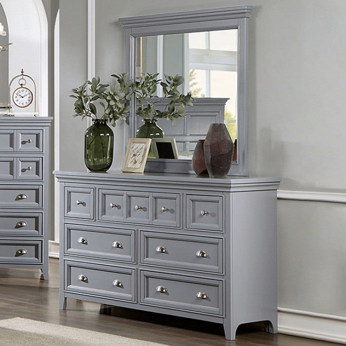 CM7413GY 4 pc Rosdorf park Castile grey finish wood queen bedroom set with storage drawers heron cove