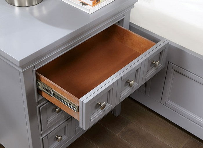 CM7413GY 4 pc Rosdorf park Castile grey finish wood queen bedroom set with storage drawers heron cove