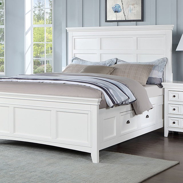 CM7413WH 4 pc Rosdorf park Castile white finish wood queen bedroom set with storage drawers heron cove