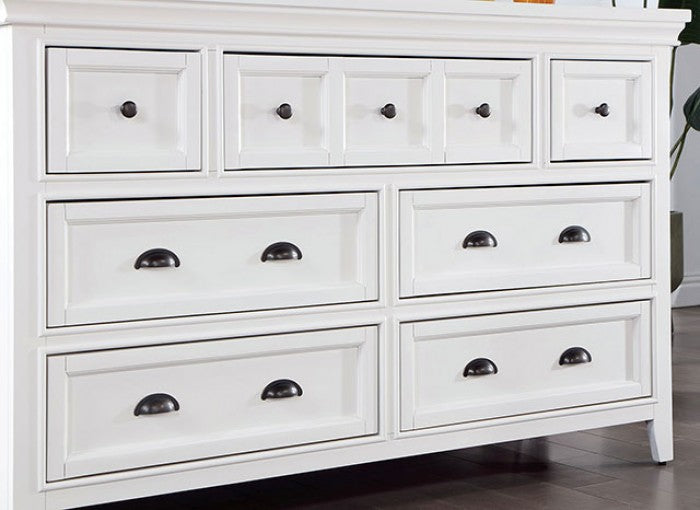 CM7413WH-D Rosdorf park Castile white finish wood 7 drawer dresser