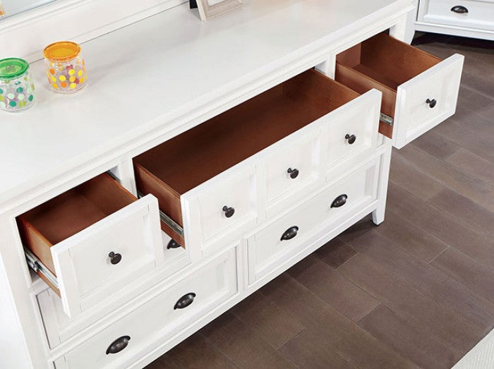 Furniture of America Castile White Dresser And Mirror Furniture of America Castile White Dresser And Mirror