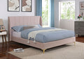 CM7459PK-Q  Willa arlo interiors pearl Barbie light pink flannelette fabric tufted Queen bed with gold legs