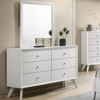 CM7465WH 4 pc Red barrel studio dortmund mid century modern white finish wood queen bedroom set