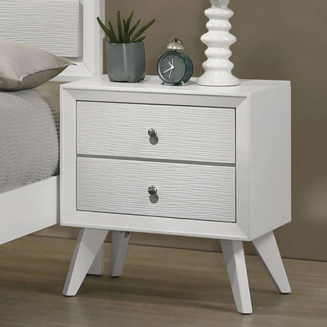 CM7465WH 4 pc Red barrel studio dortmund mid century modern white finish wood queen bedroom set
