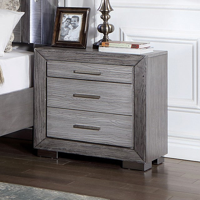 CM7468GY-N Rosdorf park Raiden weathered grey finish wood nightstand with USB ports
