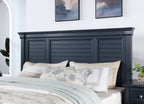 CM7470BL  Loon peak Manzanillo slate blue finsh wood paneled headboard queen bed with footboard drawers