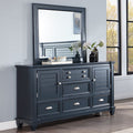 CM7470BL-D  Loon peak Manzanillo slate blue finish wood paneled look 5 drawer 2 cabinet dresser