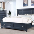 CM7470BL  Loon peak Manzanillo slate blue finsh wood paneled headboard queen bed with footboard drawers