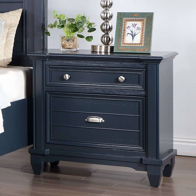 CM7470BL-N  Loon peak Manzanillo slate blue finish wood paneled look nightstand