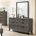 CM7472GY-D Loon peak vagan gray chevron pattern replicated wood grain finish wood 6 drawer dresser