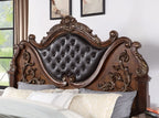 CM7478CH-4PC 4 pc Astoria grand esperanza brown cherry finish wood tufted faux leather upholstered queen bedroom set