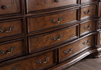 Astoria Grand Esperanza Brown Cherry Finish Wood Tufted Faux Leather Upholstered Queen Bedroom Set – CM7478CH-4PC