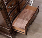Astoria Grand Esperanza Brown Cherry Finish Wood Tufted Faux Leather Upholstered Queen Bedroom Set – CM7478CH-4PC