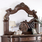 Astoria Grand Esperanza Brown Cherry Finish Wood Tufted Faux Leather Upholstered Queen Bedroom Set – CM7478CH-4PC