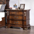 CM7478CH-N Astoria grand esperanza brown cherry finish wood ornate carved 3 drawer nightstand