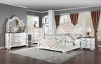 Astoria Grand Esperanza White Finish Wood Tufted Faux Leather Upholstered Queen Bedroom Set – CM7478WH-4PC