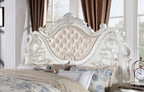 Astoria Grand Esperanza White Finish Wood Tufted Faux Leather Upholstered Queen Bed – CM7478WH-Q