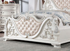 Astoria Grand Esperanza White Finish Wood Tufted Faux Leather Upholstered Queen Bed – CM7478WH-Q