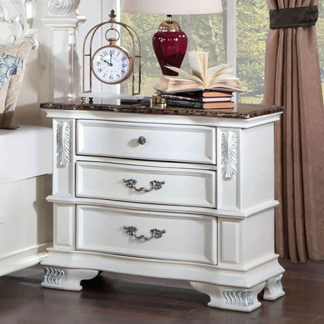 Astoria Grand Esperanza White Finish Wood Tufted Faux Leather Upholstered Queen Bedroom Set – CM7478WH-4PC