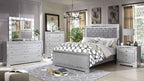 CM7518  4 pc Belleterre silver grey finish wood queen bedroom set with diamond pattern design and USB
