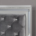 CM7518  4 pc Belleterre silver grey finish wood queen bedroom set with diamond pattern design and USB