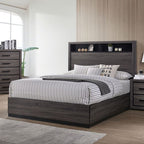 CM7549-4PC 4 pc Flemming conwy two tone black and grey finish wood queen bookcase headboard bedroom set