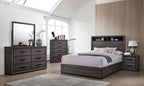 CM7549-4PC 4 pc Flemming conwy two tone black and grey finish wood queen bookcase headboard bedroom set