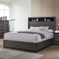 CM7549-Q Flemming conwy two tone black and grey finish wood queen bookcase headboard bed