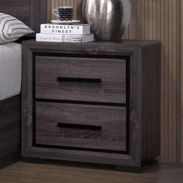 CM7549-4PC 4 pc Flemming conwy two tone black and grey finish wood queen bookcase headboard bedroom set