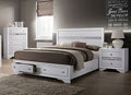 CM7552-Q  Rosdorf park schramm chrissy white finish wood queen bed with drawers in foot board