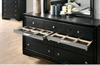 CM7552BK-4PC  4 pc Rosdorf park schramm chrissy black finish wood queen bed set with drawers in foot board