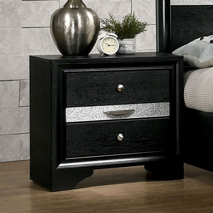 CM7552BK-4PC  4 pc Rosdorf park schramm chrissy black finish wood queen bed set with drawers in foot board