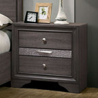 CM7552GY-4PC  4 pc Rosdorf park schramm chrissy grey finish wood queen bed set with drawers in foot board